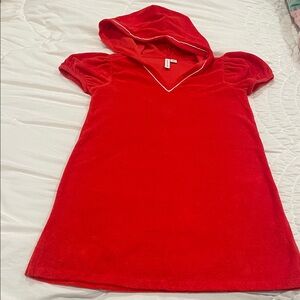 Janie and Jack Red Hooded Terry swim cover up or dress